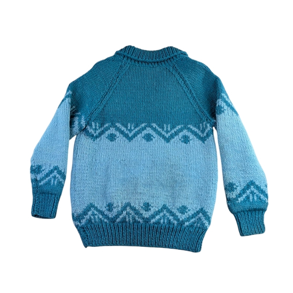 Women's Blue Patterned Cardigan Sweater - Picture 4 of 12